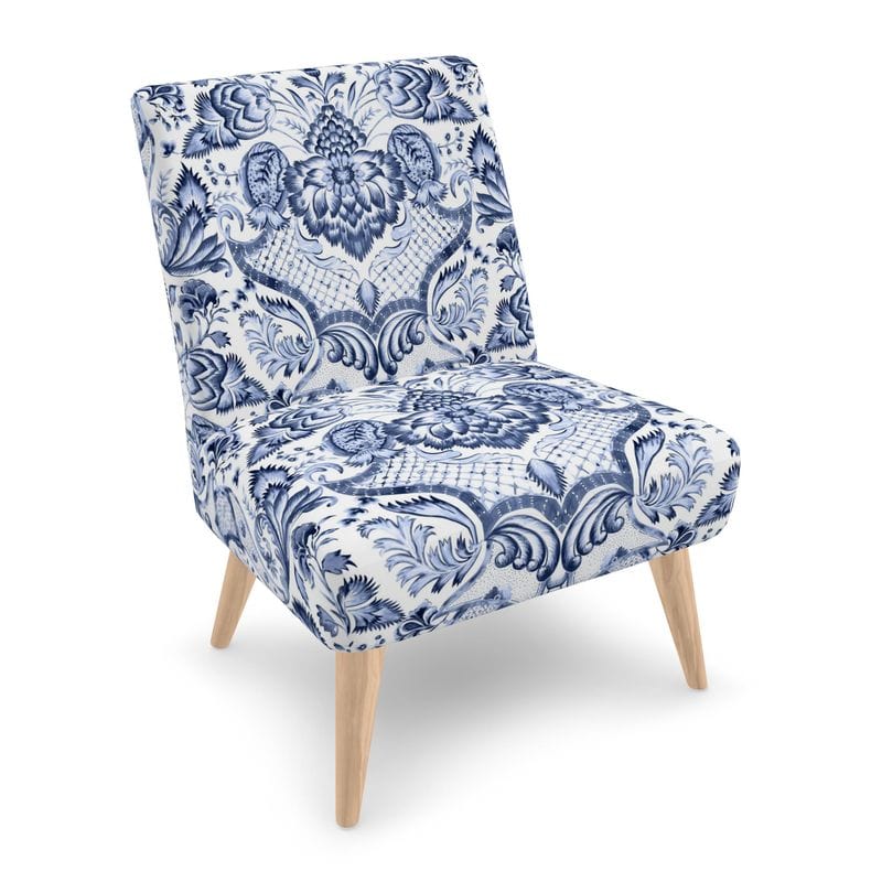 Kate McEnroe New York Royal Azure Damask Accent ChairAccent Chairs2340488