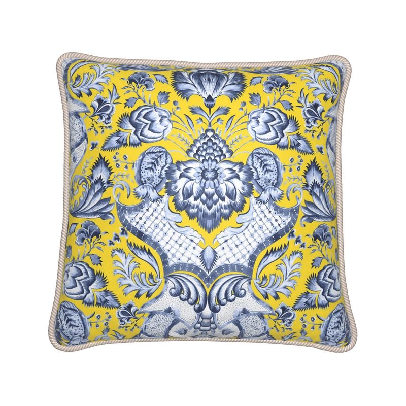 Kate McEnroe New York Royal Azure Damask Duck Feather Silk PillowSilk Pillows2340458