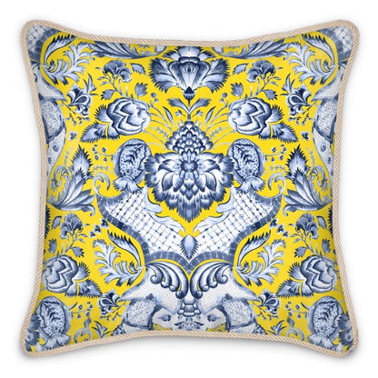 Kate McEnroe New York Royal Azure Damask Duck Feather Silk PillowSilk Pillows2340458