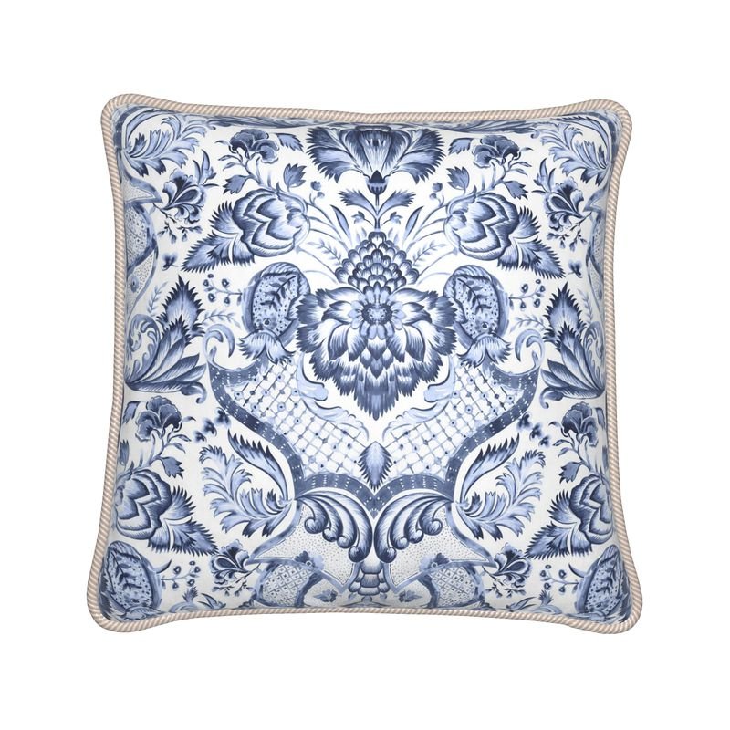 Kate McEnroe New York Royal Azure Damask Duck Feather Silk PillowSilk Pillows2340492