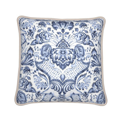 Kate McEnroe New York Royal Azure Damask Duck Feather Silk PillowSilk Pillows2340492