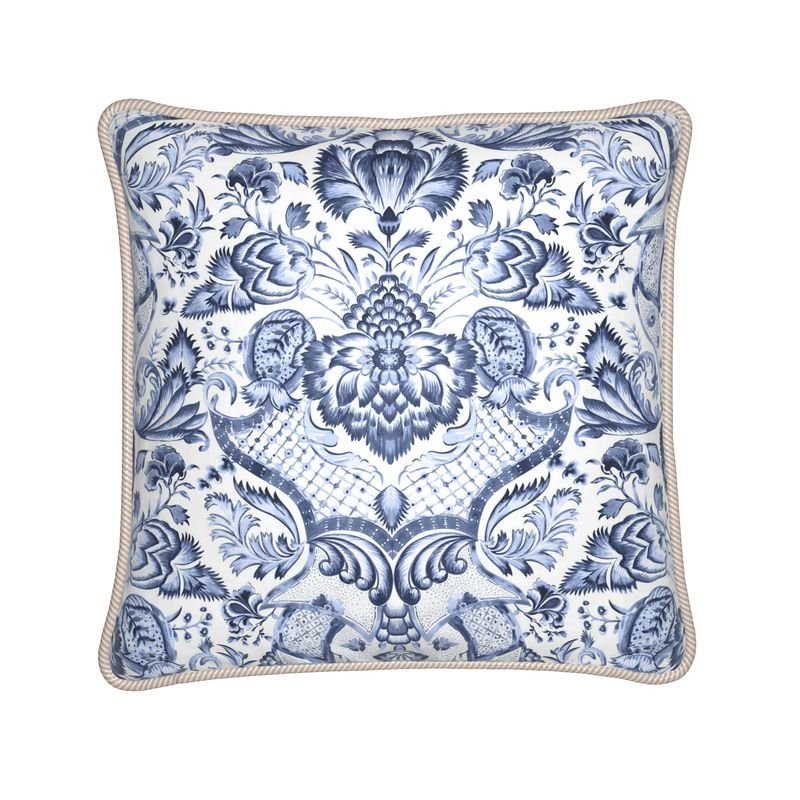 Kate McEnroe New York Royal Azure Damask Duck Feather Silk PillowSilk Pillows2340492