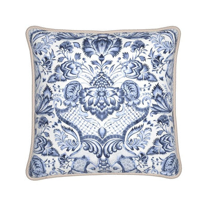Kate McEnroe New York Royal Azure Damask Duck Feather Silk PillowSilk Pillows2340492