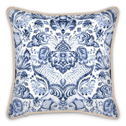 Kate McEnroe New York Royal Azure Damask Duck Feather Silk PillowSilk Pillows2340492