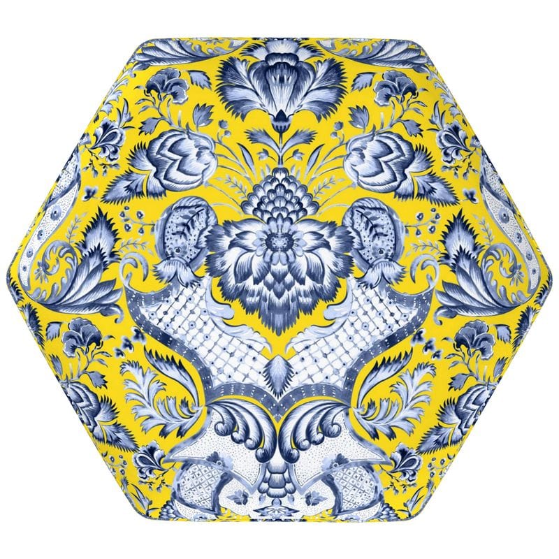 Kate McEnroe New York Royal Azure Damask Hexagonal FootstoolOttomans2340450