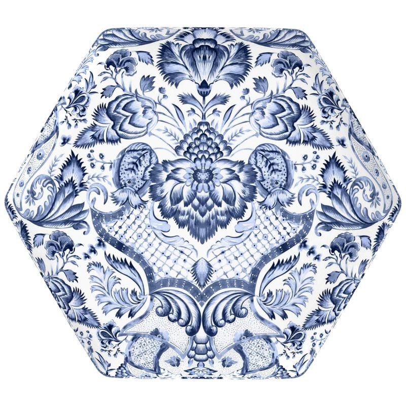 Kate McEnroe New York Royal Azure Damask Hexagonal OttomanOttomans2340493