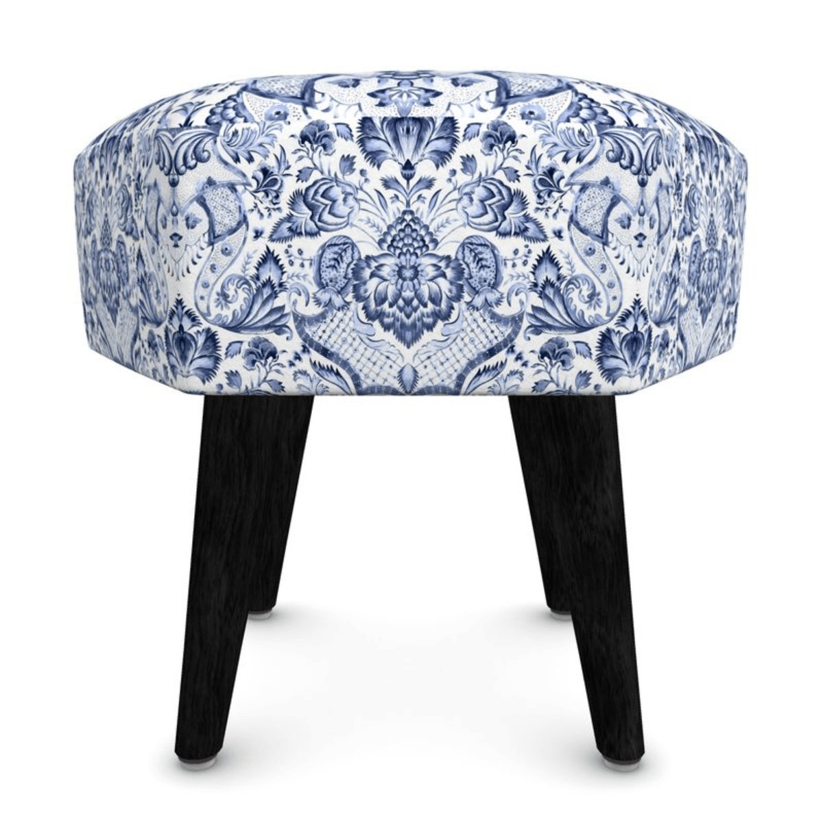 Kate McEnroe New York Royal Azure Damask Hexagonal OttomanOttomans2340493