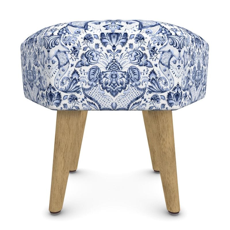 Kate McEnroe New York Royal Azure Damask Hexagonal OttomanOttomans2340493