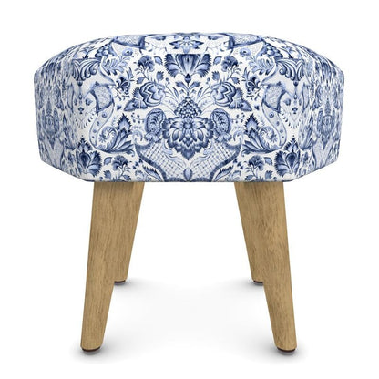 Kate McEnroe New York Royal Azure Damask Hexagonal OttomanOttomans2340493