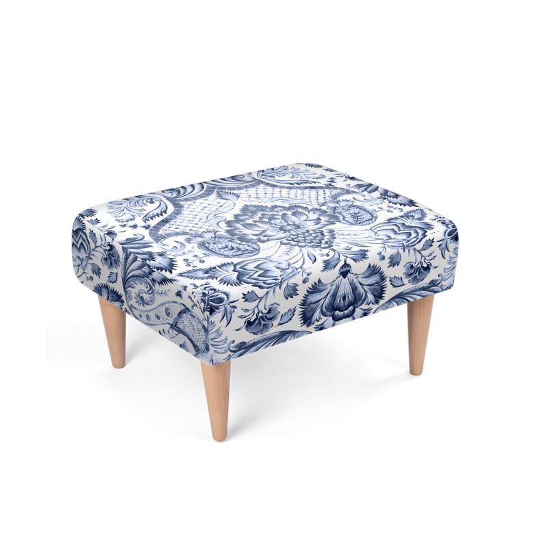 Kate McEnroe New York Royal Azure Damask OttomanOttomans2340490