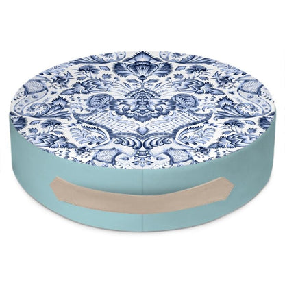 Kate McEnroe New York Royal Azure Damask Round Floor PillowFloor Pillows2340491