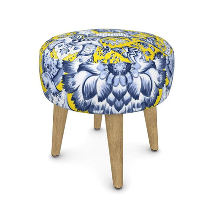 Kate McEnroe New York Royal Azure Damask Round OttomanOttomans2340451