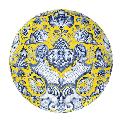 Kate McEnroe New York Royal Azure Damask Round OttomanOttomans2340451