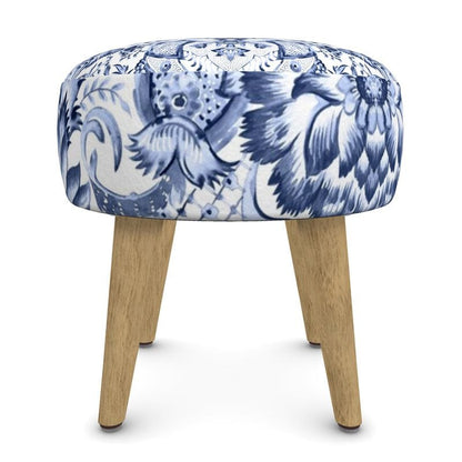 Kate McEnroe New York Royal Azure Damask Round OttomanOttomans2340496