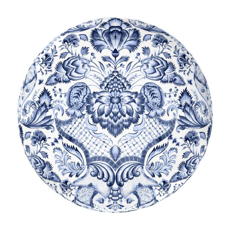 Kate McEnroe New York Royal Azure Damask Round OttomanOttomans2340496