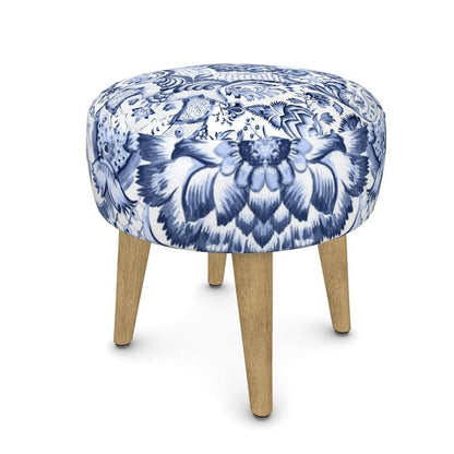 Kate McEnroe New York Royal Azure Damask Round OttomanOttomans2340496