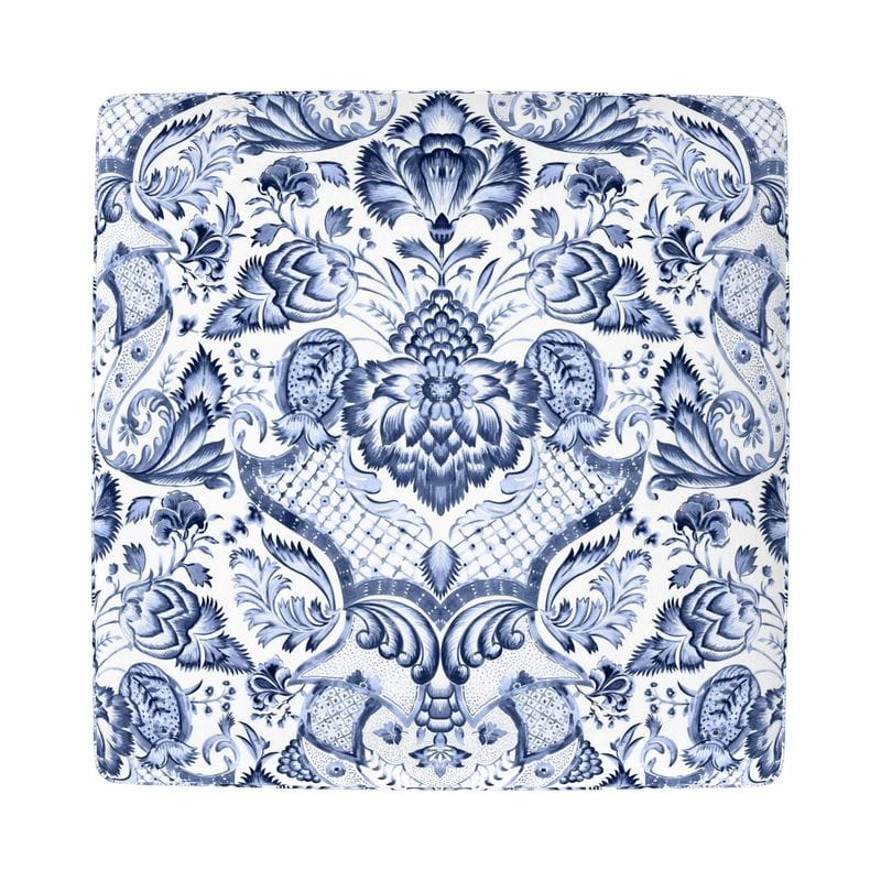 Kate McEnroe New York Royal Azure Damask Square OttomanOttomans2340494