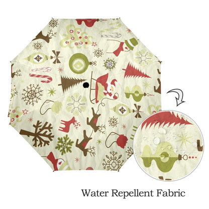 interestprint Santa and Friends Semi-Automatic Foldable Umbrella Umbrellas One Size D2842160