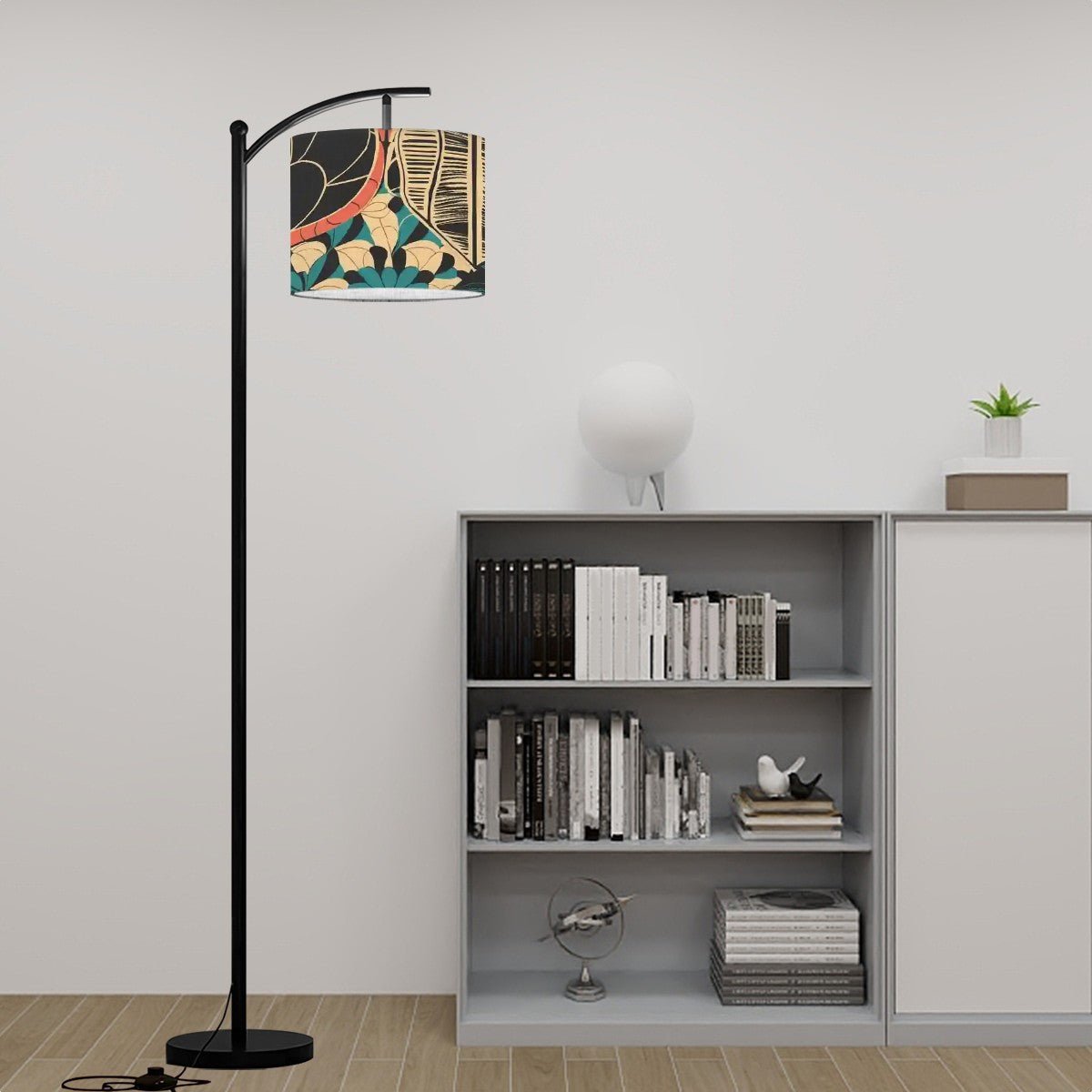 Kate McEnroe New York Scandinavian Boho Arc Floor Lamp, Danish Modern Floral Accent Lighting, Mid Century Living Room DecorFloor LampsnsVClV2WdE