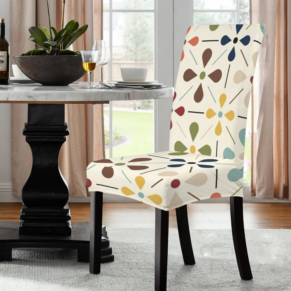 Kate McEnroe New York Scandinavian Danish Floral Mid Century Modern Chair SlipcoverChair SlipcoversD3467439