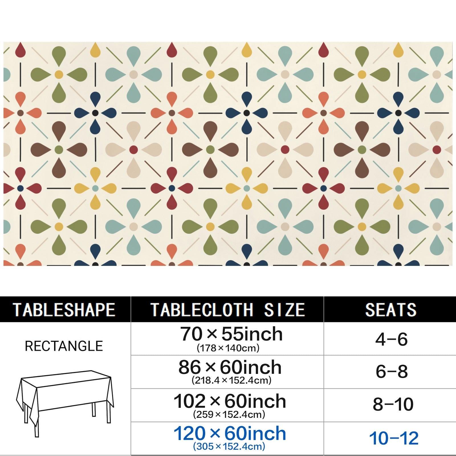Kate McEnroe New York Scandinavian Danish Floral Mid Century Retro Rectangle TableclothTableclothsD3421891