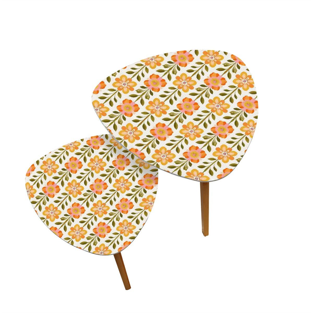 Kate McEnroe New York Scandinavian Danish Floral Nesting Tables, Mid Century Modern Accent FurnitureNesting Tablesj4LdhvcrcC
