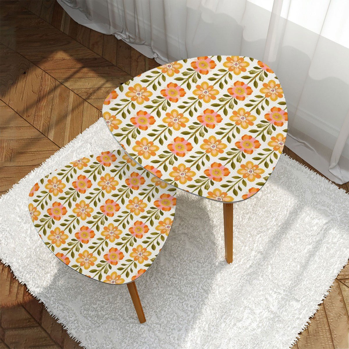 Kate McEnroe New York Scandinavian Danish Floral Nesting Tables, Mid Century Modern Accent FurnitureNesting Tablesj4LdhvcrcC