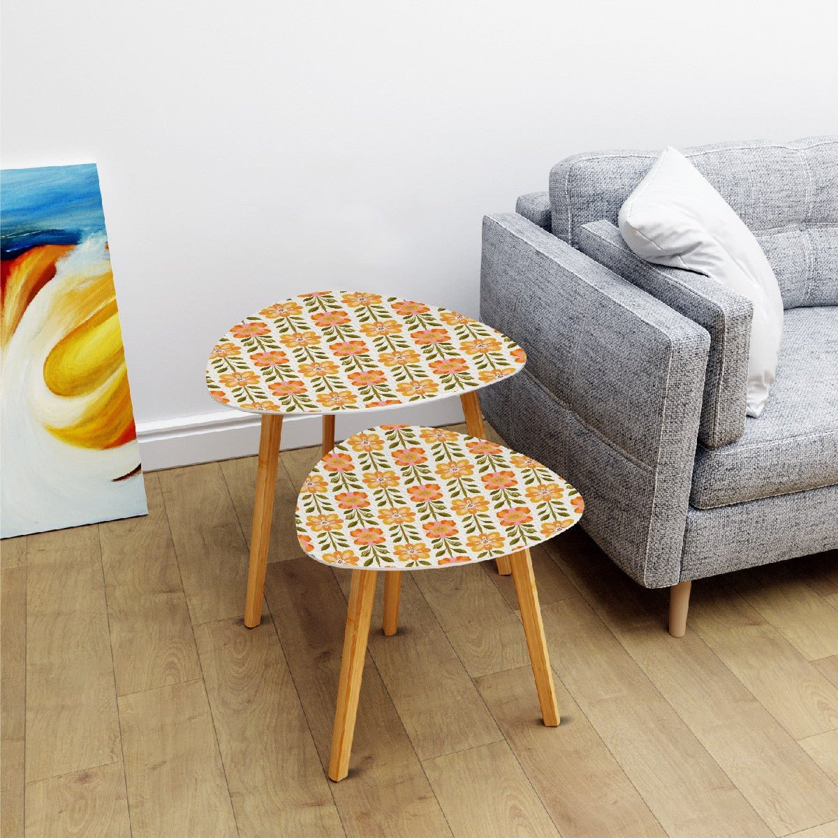 Kate McEnroe New York Scandinavian Danish Floral Nesting Tables, Mid Century Modern Accent FurnitureNesting Tablesj4LdhvcrcC