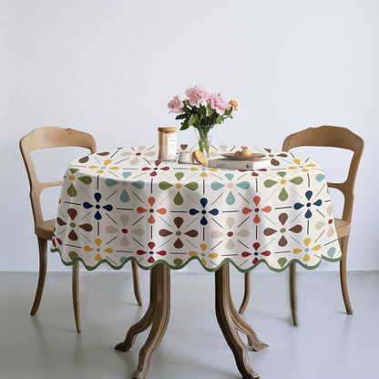 Kate McEnroe New York Scandinavian Danish Floral Tablecloth, Mid Century Modern Dining LinenTableclothsSCF - O66 - C