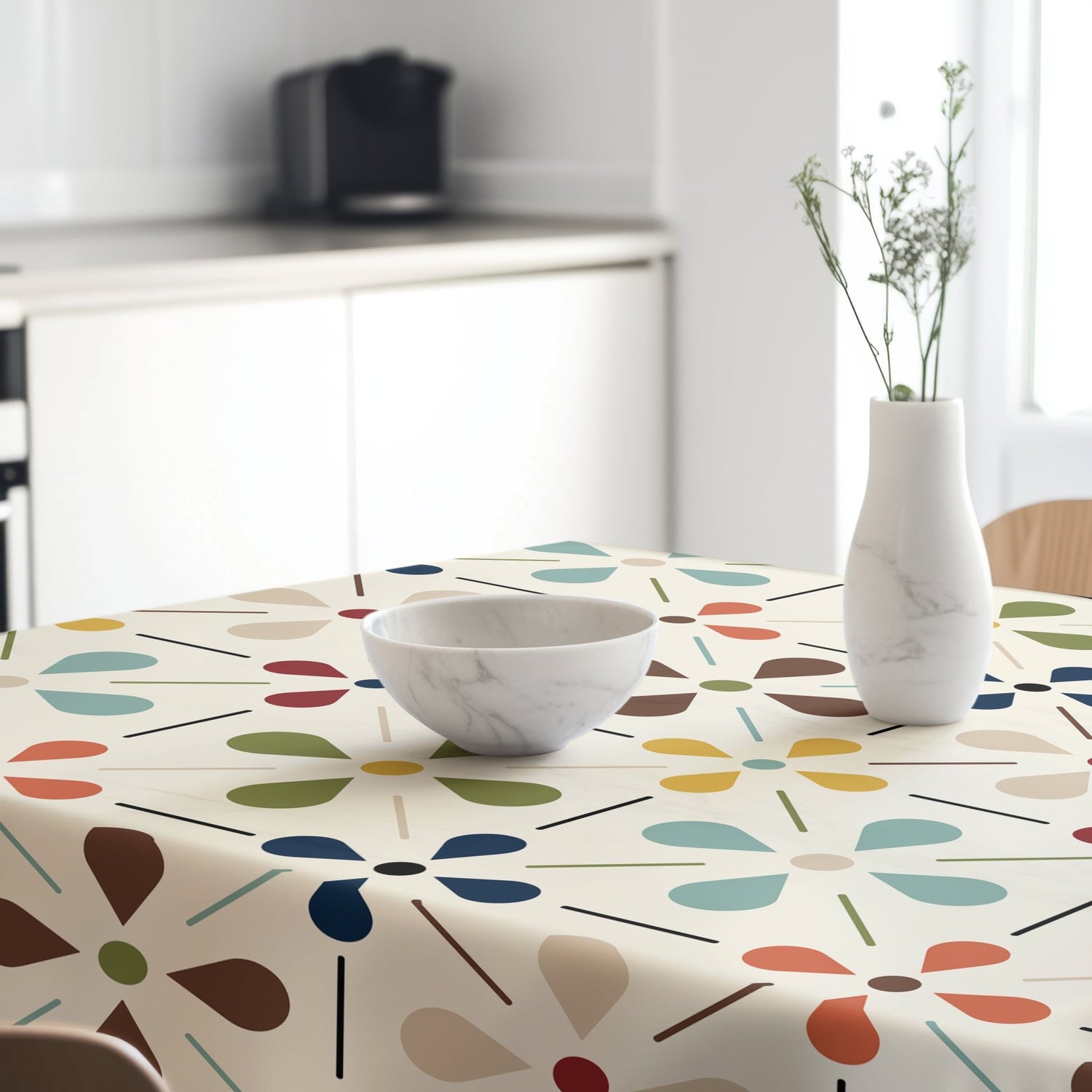 Kate McEnroe New York Scandinavian Danish Floral Tablecloth, Mid Century Modern Dining LinenTableclothsSCF - O66 - P