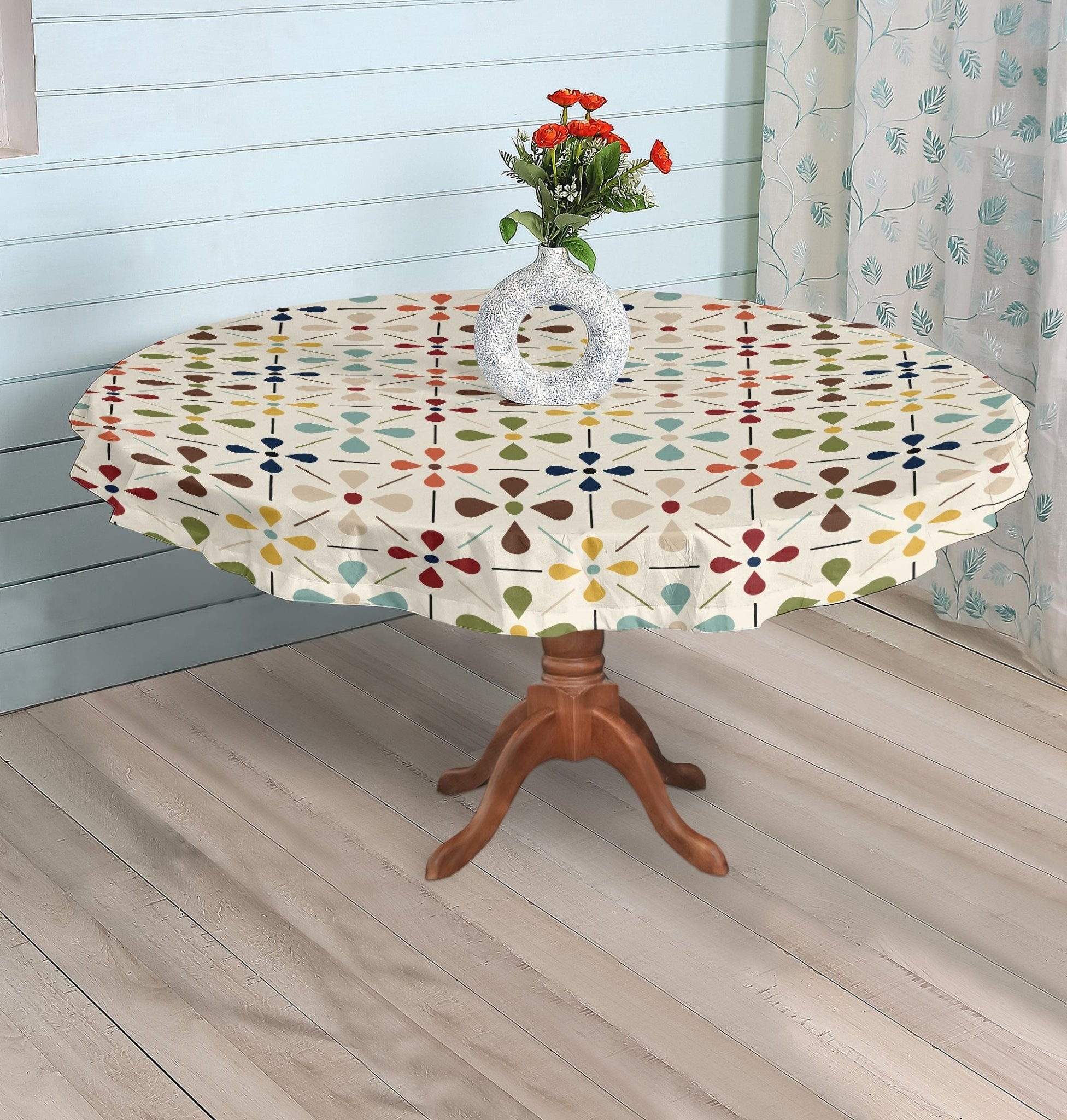 Kate McEnroe New York Scandinavian Danish Floral Tablecloth, Mid Century Modern Dining LinenTableclothsSCF - O66 - S