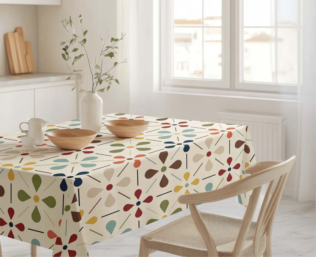 Kate McEnroe New York Scandinavian Danish Floral Tablecloth, Mid Century Modern Dining LinenTableclothsSCF - R90 - S