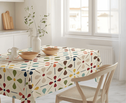 Kate McEnroe New York Scandinavian Danish Floral Tablecloth, Mid Century Modern Dining LinenTableclothsSCF - R90 - S