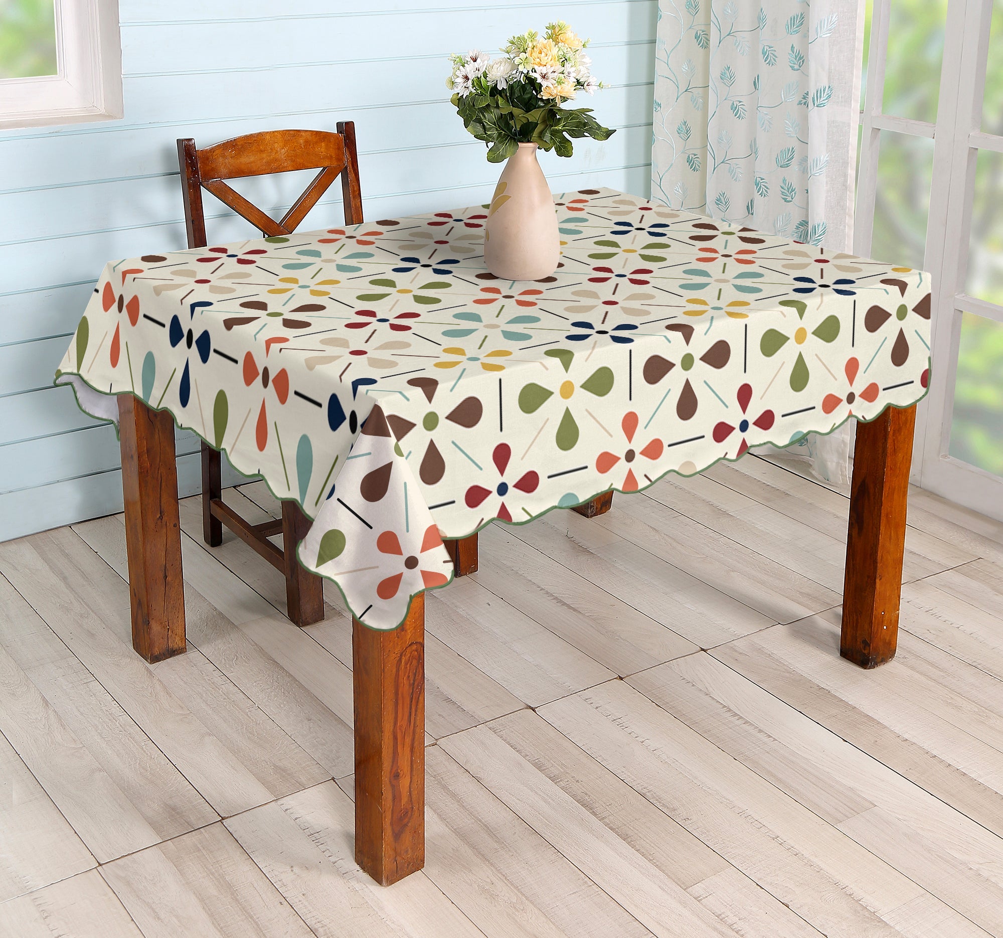 Kate McEnroe New York Scandinavian Danish Floral Tablecloth, Mid Century Modern Dining LinenTableclothsSCF - S66 - C