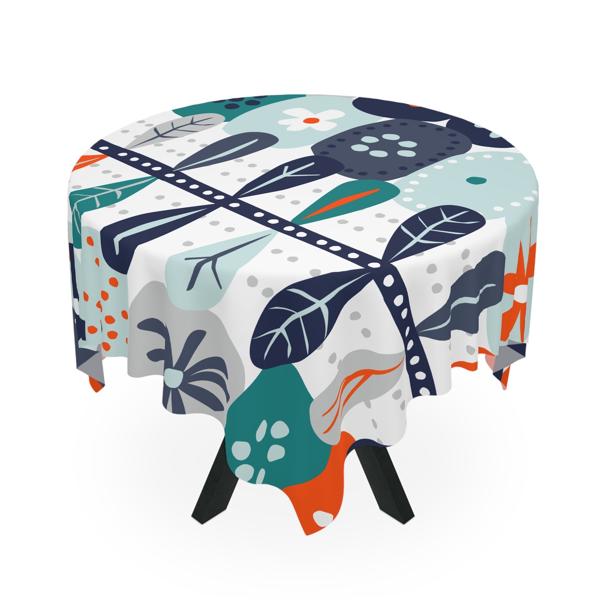 Kate McEnroe New York Scandinavian Danish Floral Tablecloth, Mid Century Modern Retro Botanical Dining AccentTablecloths38971712246174899321