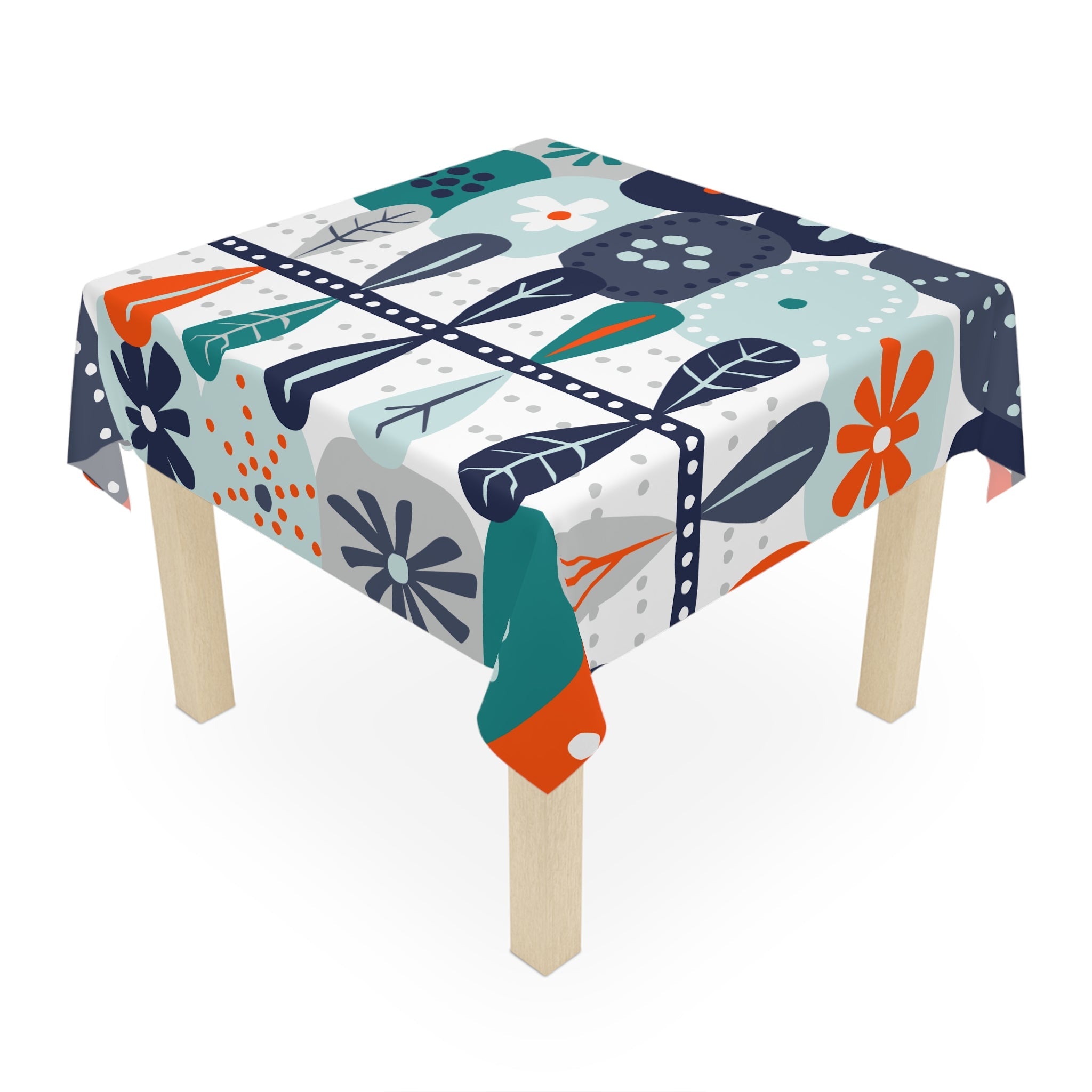 Kate McEnroe New York Scandinavian Danish Floral Tablecloth, Mid Century Modern Retro Botanical Dining AccentTablecloths38971712246174899321