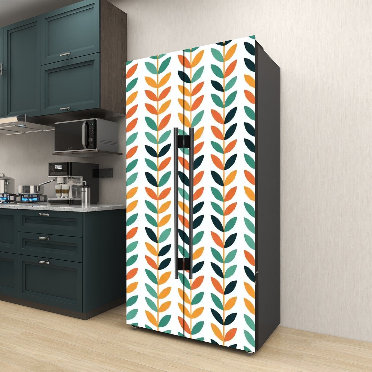 Kate McEnroe New York Scandinavian Danish Mid Century Modern Retro Floral Refrigerator WrapRefrigerator WrapshghZTuh8qH