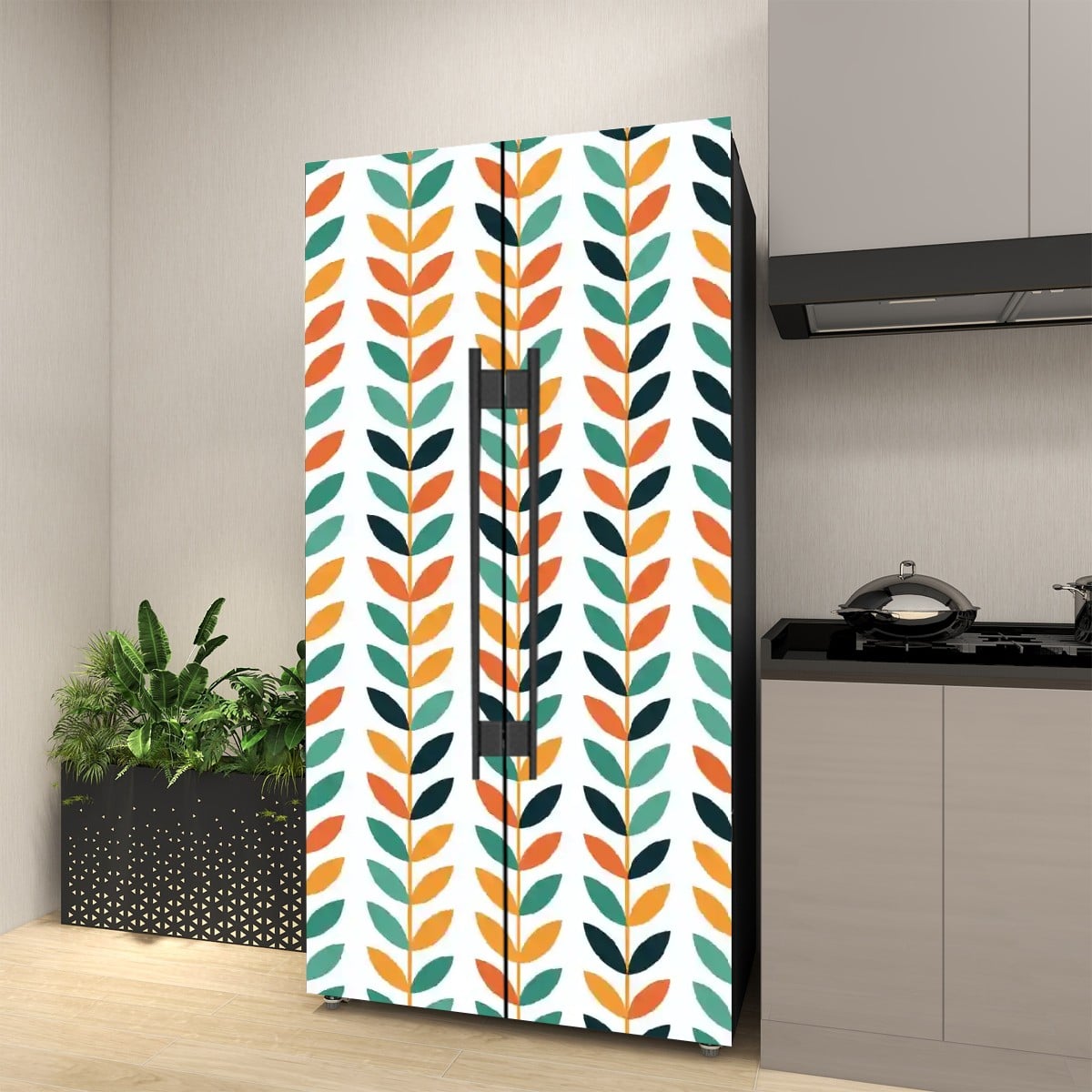 Kate McEnroe New York Scandinavian Danish Mid Century Modern Retro Floral Refrigerator WrapRefrigerator WrapshghZTuh8qH