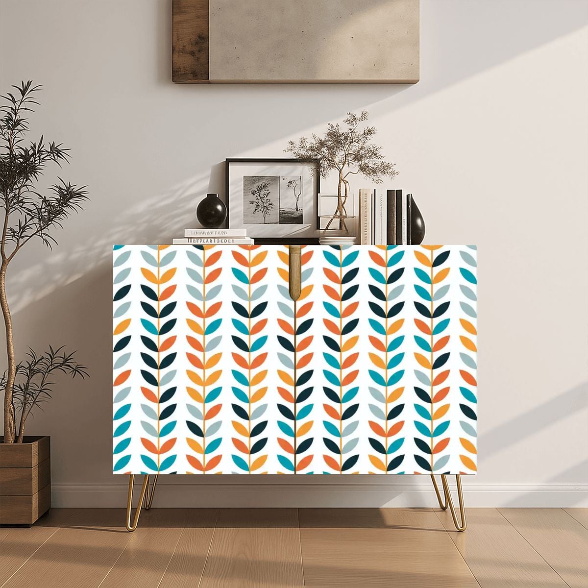 Kate McEnroe New York Scandinavian Danish Mid Century Modern Retro Floral Storage CabinetStorage Cabinetsklq0RSiJJ9