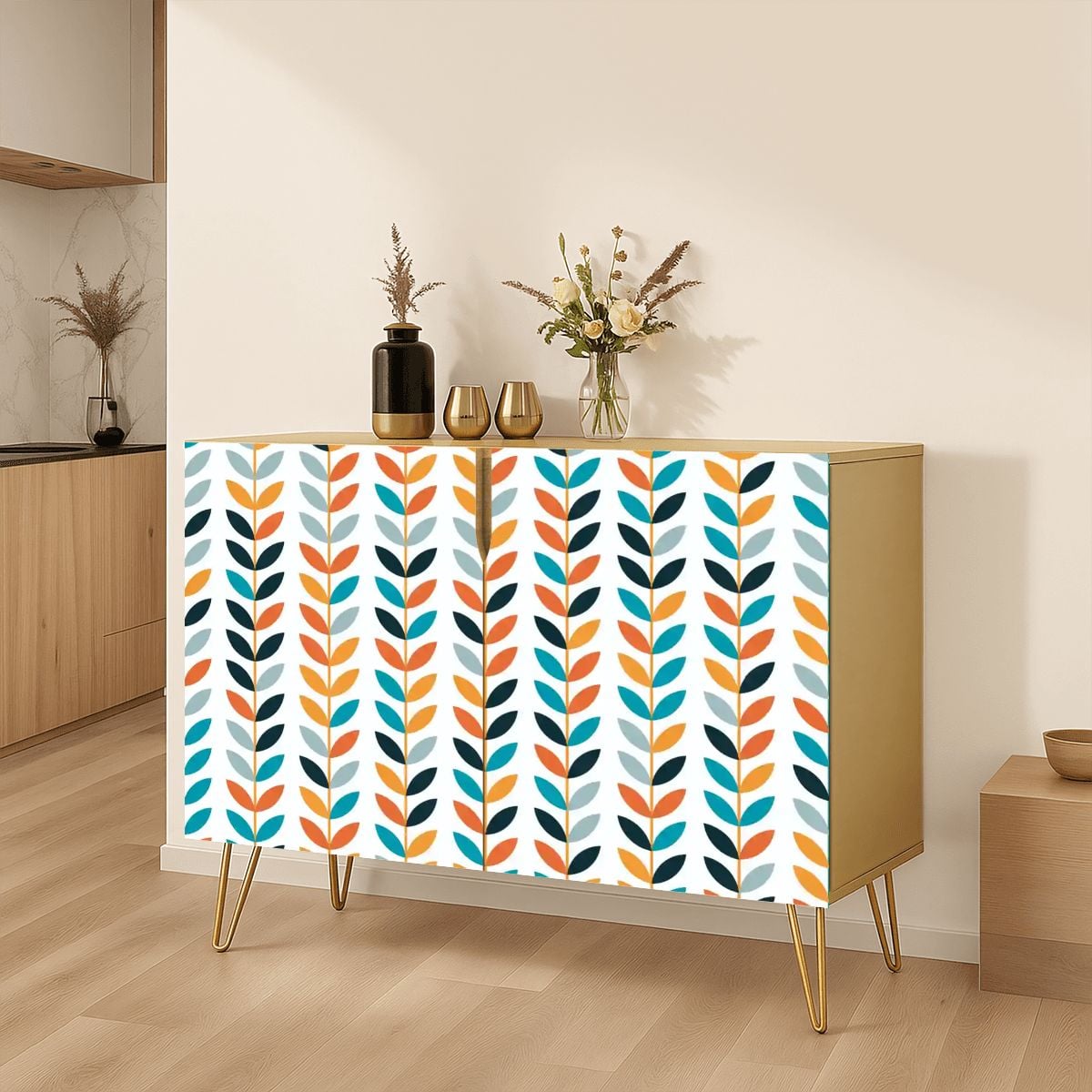 Kate McEnroe New York Scandinavian Danish Mid Century Modern Retro Floral Storage CabinetStorage Cabinetsklq0RSiJJ9