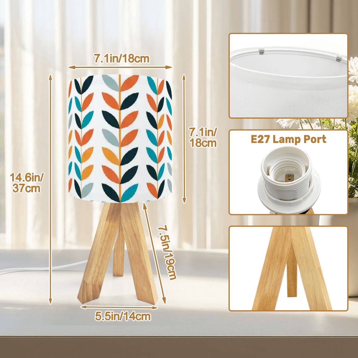 Kate McEnroe New York Scandinavian Danish Mid Century Modern Retro Floral Tripod Table LampTable LampsFbn0TmFdwC