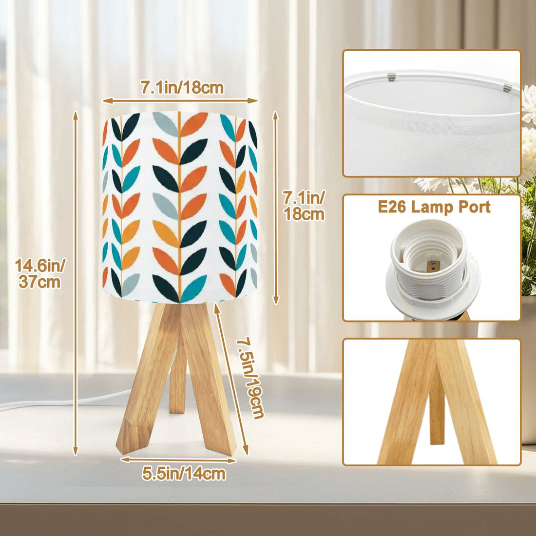 Kate McEnroe New York Scandinavian Danish Mid Century Modern Retro Floral Tripod Table LampTable LampsFbn0TmFdwC