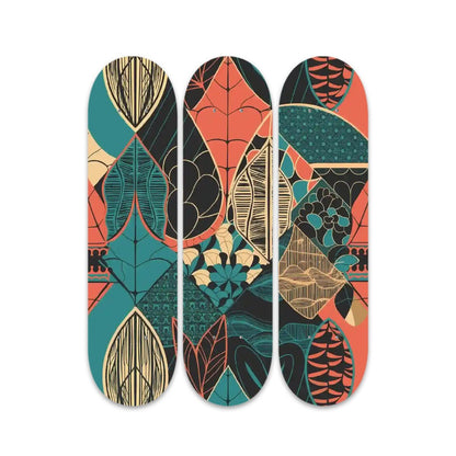 Kate McEnroe New York Scandinavian Danish Modern 3 Panels Wood Skateboard Wall Art, Mid Century Retro Floral DecorSkateboard Wall Art30e5hU4ggQ