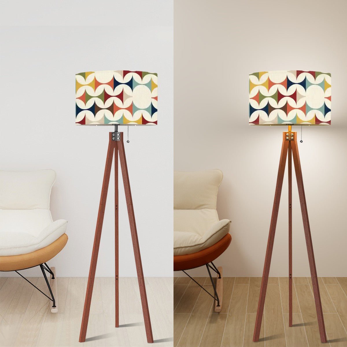 Kate McEnroe New York Scandinavian Danish Modern Drum Lampshade, Mid Century Geometric Light Cover, Retro Tripod Shade ReplacementLamp Shadesfu67s6CAPQ