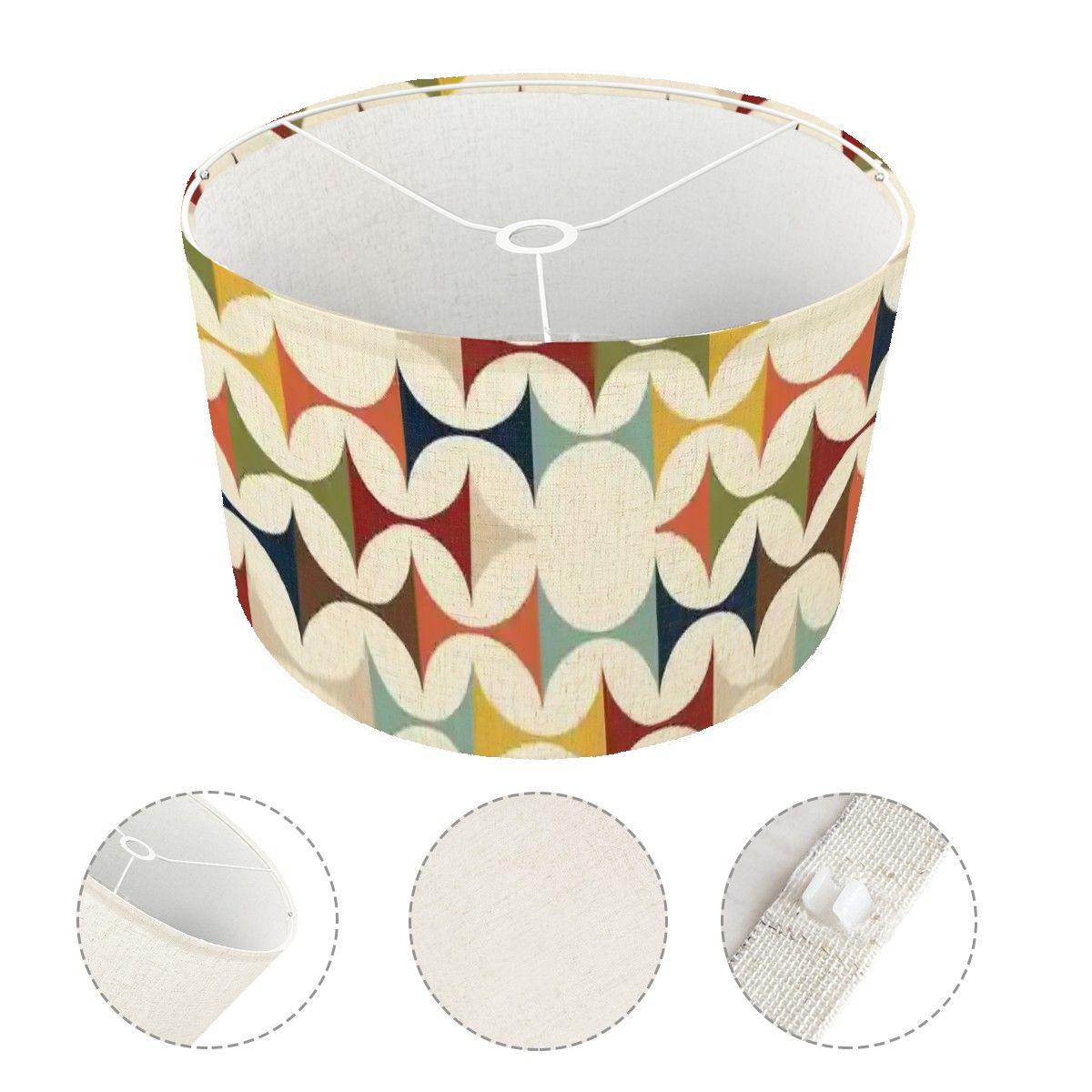 Kate McEnroe New York Scandinavian Danish Modern Drum Lampshade, Mid Century Geometric Light Cover, Retro Tripod Shade ReplacementLamp Shadesfu67s6CAPQ