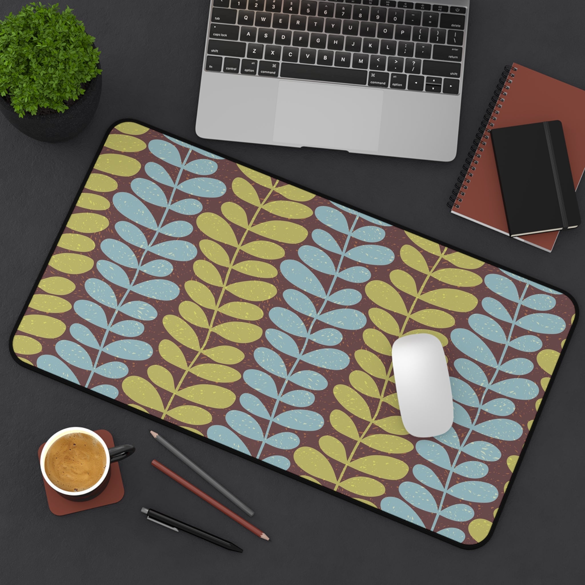 Kate McEnroe New York Scandinavian Danish Modern Floral Desk Mat, Mid Century Modern Office DecorDesk Mats55041528373631412199