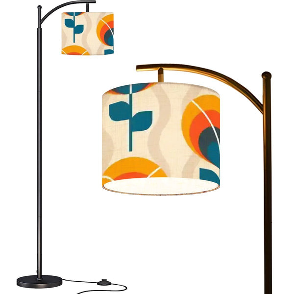 Scandinavian Danish Modern Floral Floor Lamp, Mid Century Modern