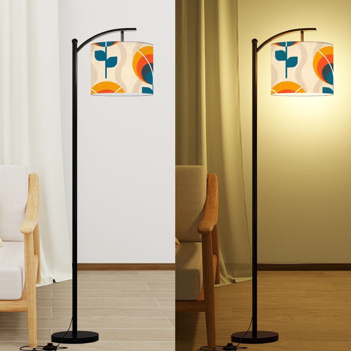 Kate McEnroe New York Scandinavian Danish Modern Floral Floor Lamp, Mid Century Modern Retro Arc Accent LightingFloor LampsRdkGk6G37p