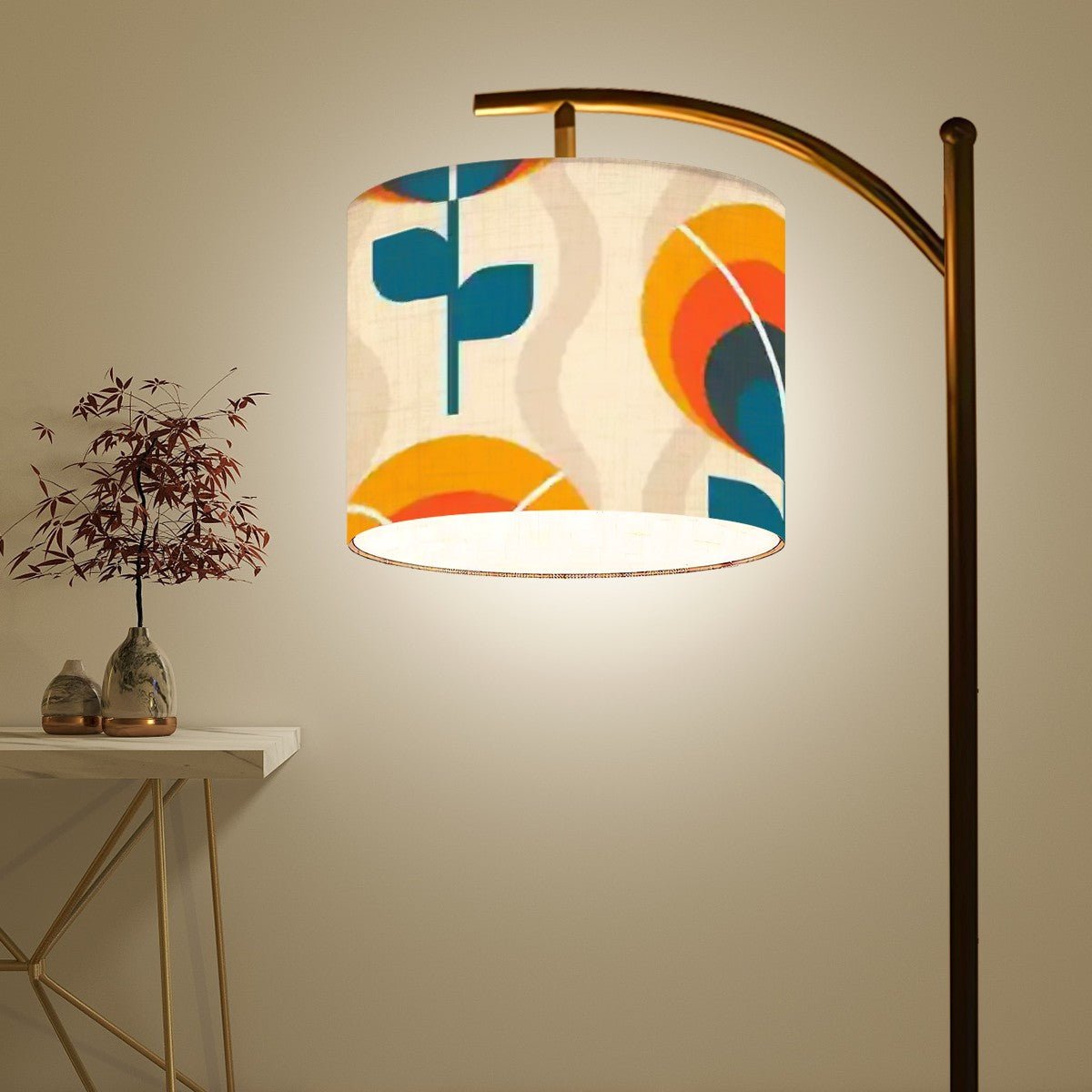 Kate McEnroe New York Scandinavian Danish Modern Floral Floor Lamp, Mid Century Modern Retro Arc Accent LightingFloor LampsRdkGk6G37p