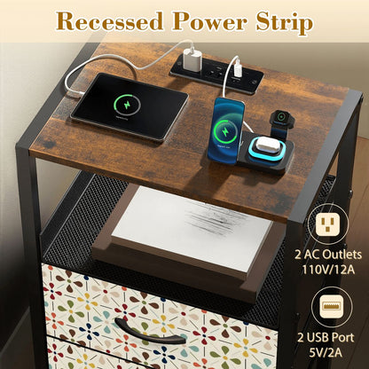 Kate McEnroe New York Scandinavian Danish Modern Floral Nightstand with USB ChargingNightStandsX9TZqHMjBn